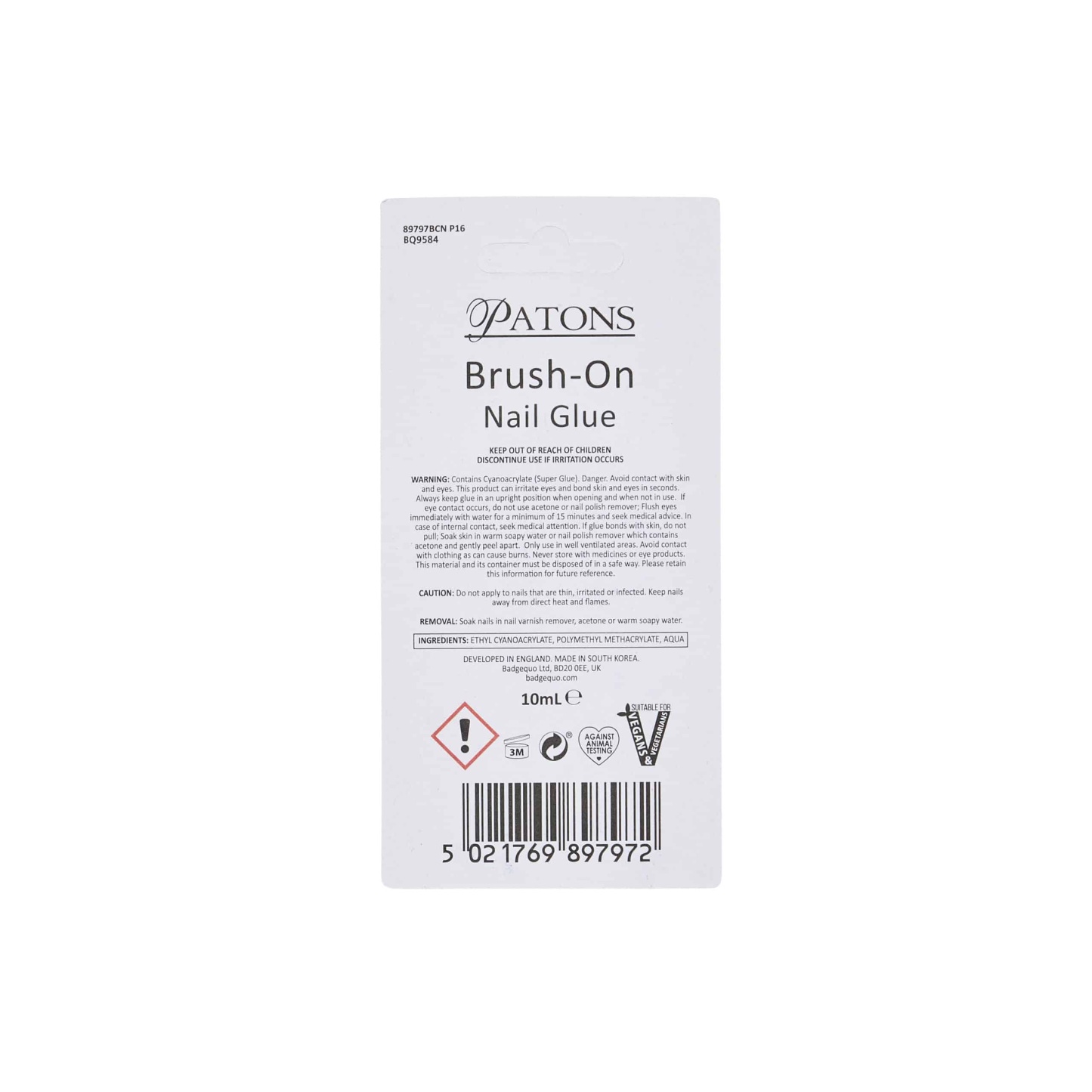 Patons Brush On Clear Nail Glue 10g