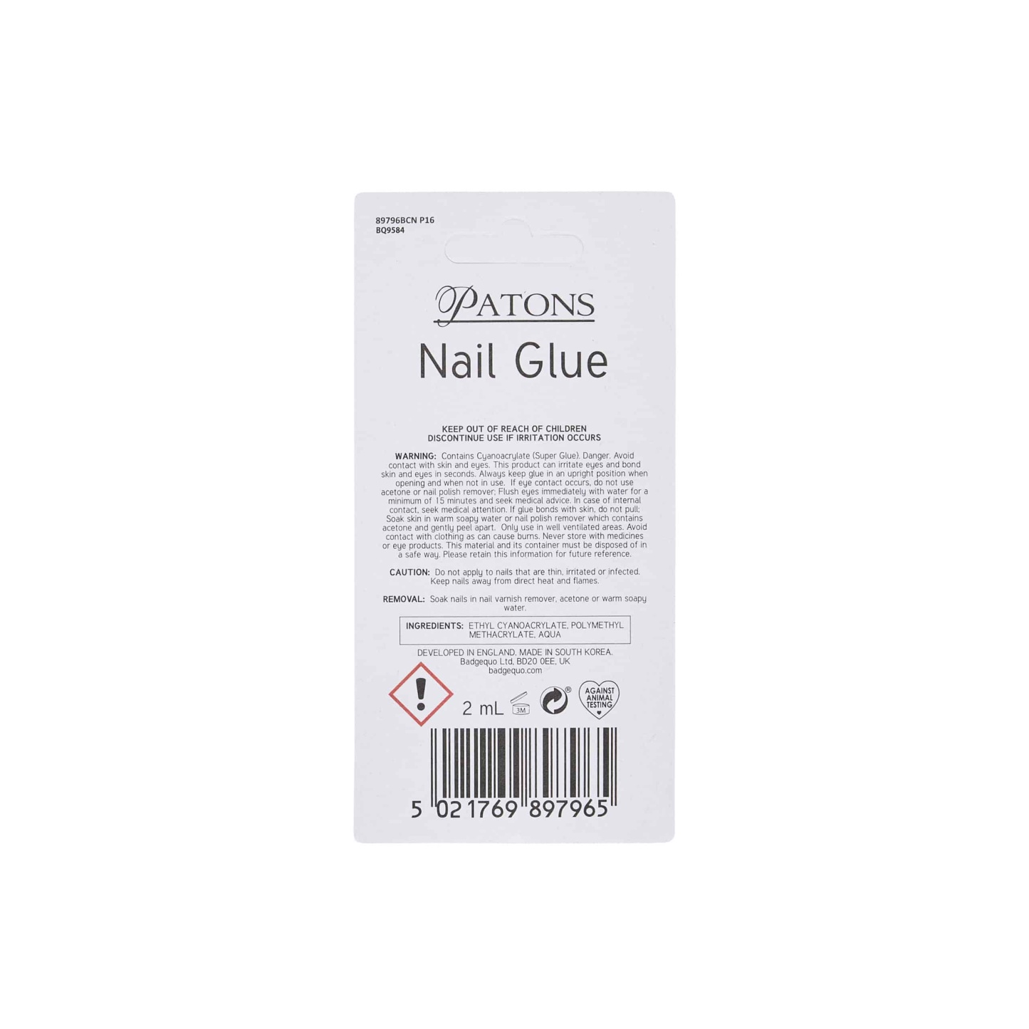 Patons Clear Nail Glue 2ml
