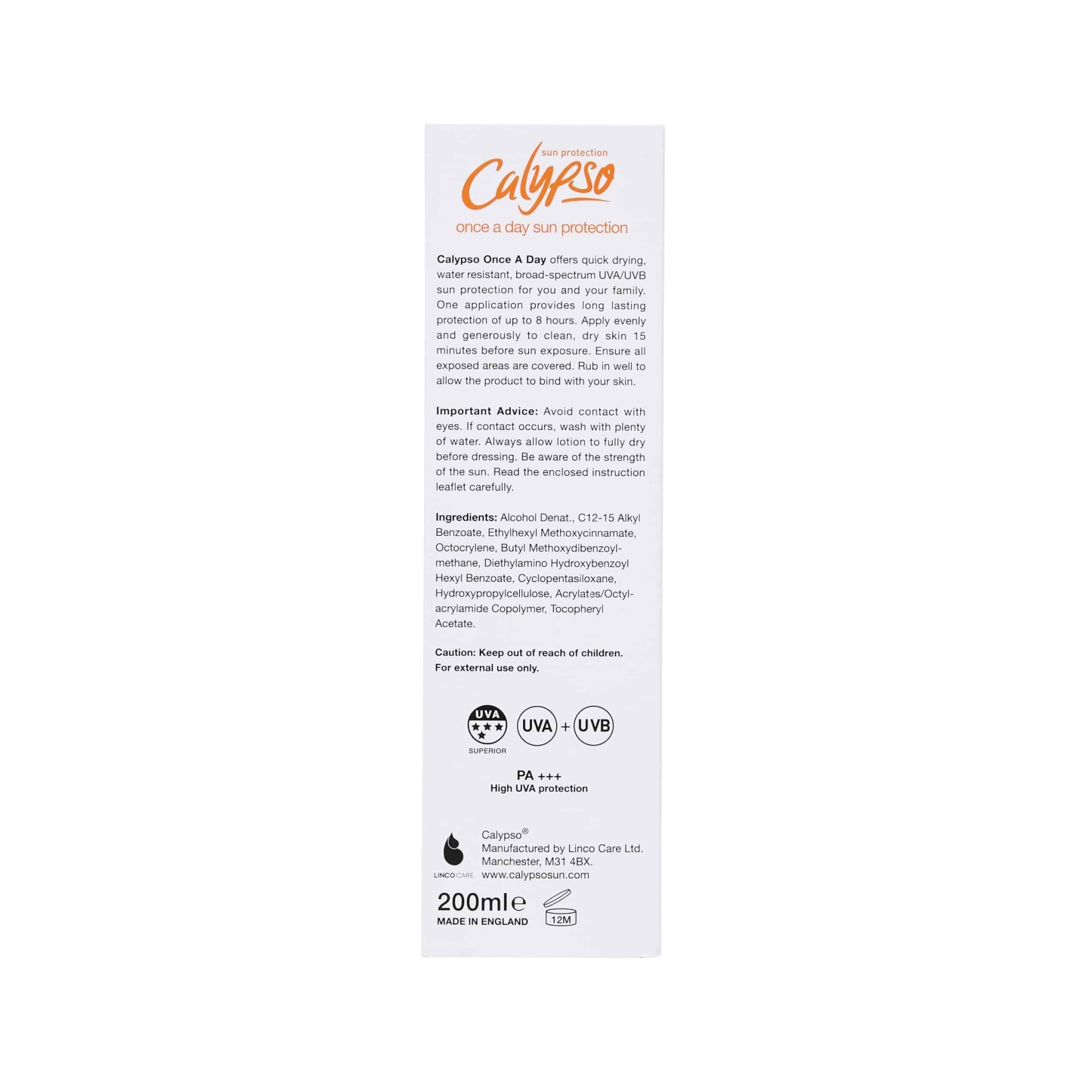 Calypso Once A Day Sun Protection SPF20 200ml