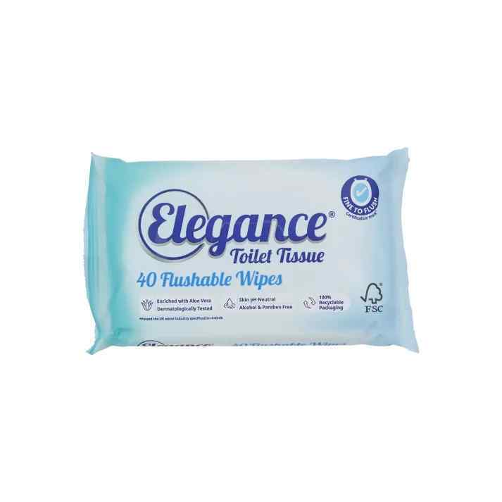 Elegance Biodegradable Moist Toilet Tissue Wipes 40 Pack