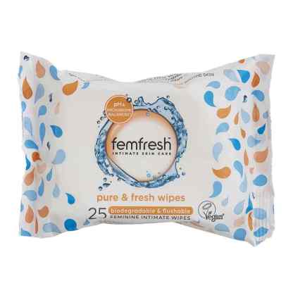 Femfresh Intimate Wipes - Flushable & Biodegradable with Calendula & Aloe Vera Extracts, 25's