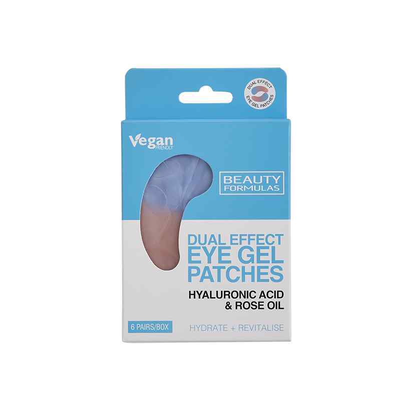 Beauty Formulas Dual Effect Eye Gel Patches Hyaluronic Acid & Rose Oil 6 Pairs
