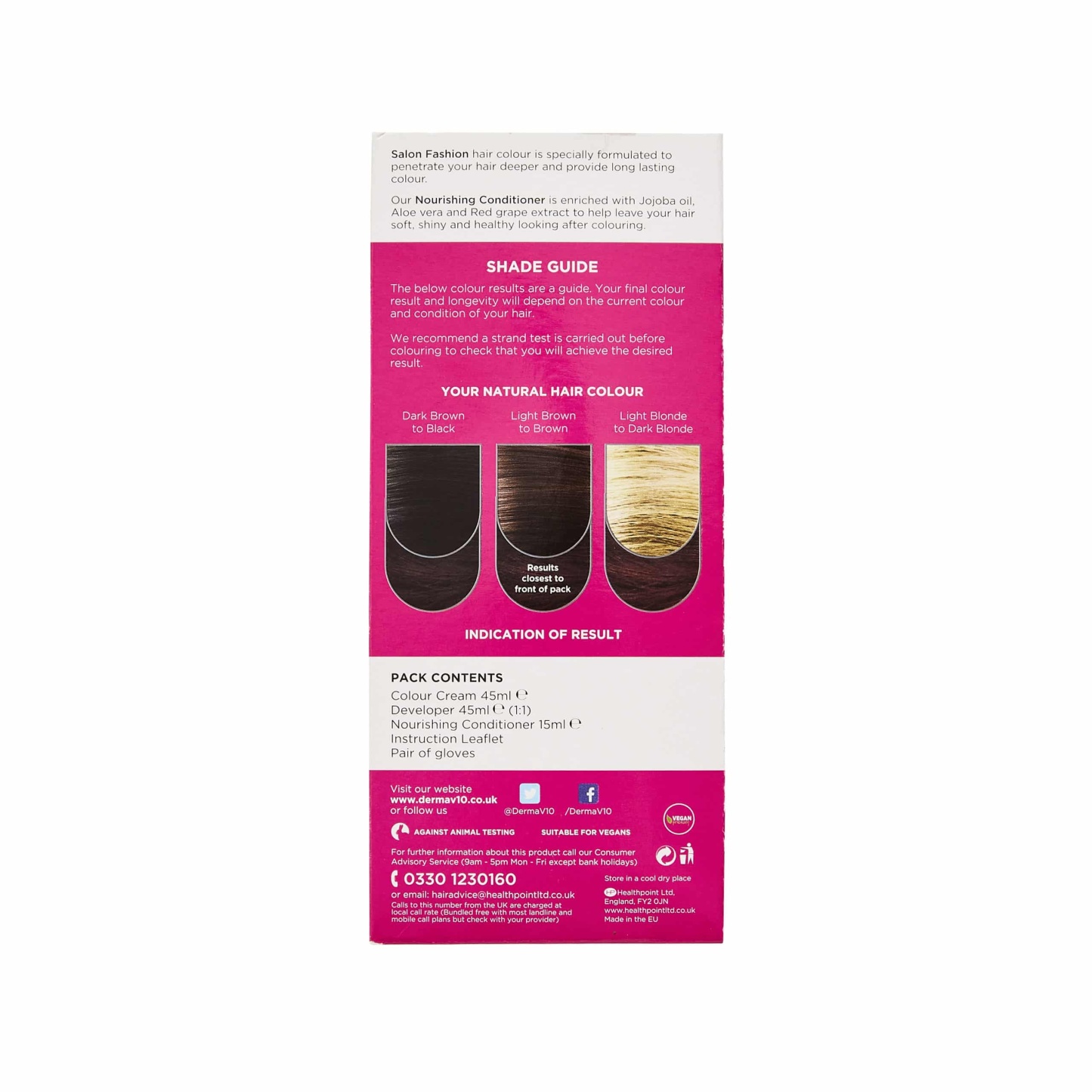 Derma V10 Salon Fashion Hair Col Deep Red Brown 4.5
