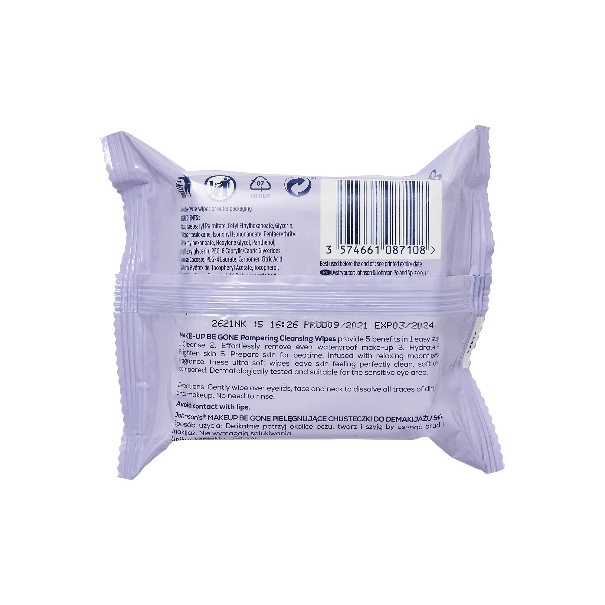 Johnson's 5-in-1 Pampering Cleansing Wipes 25's