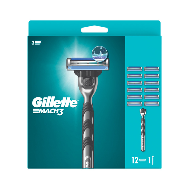 Gillette Mach3 Razor for Men 1 Gillette Razor 12 Blade Refills