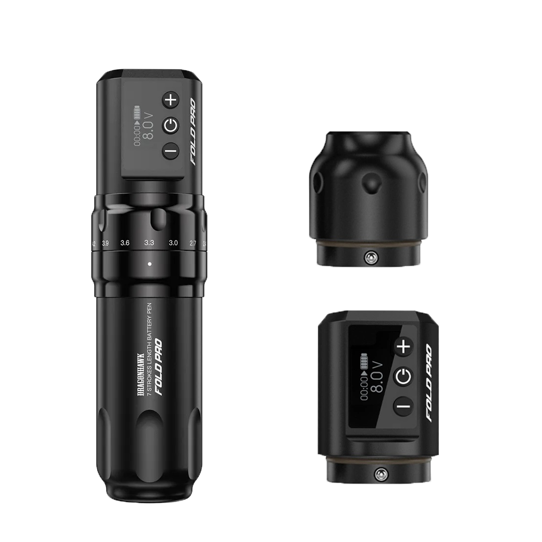  Wholesale Dragonhawk Professional Adjustable Stroke Fold Pro Wireless Tattoo Guns Tattoo Pen Machine With Double battery