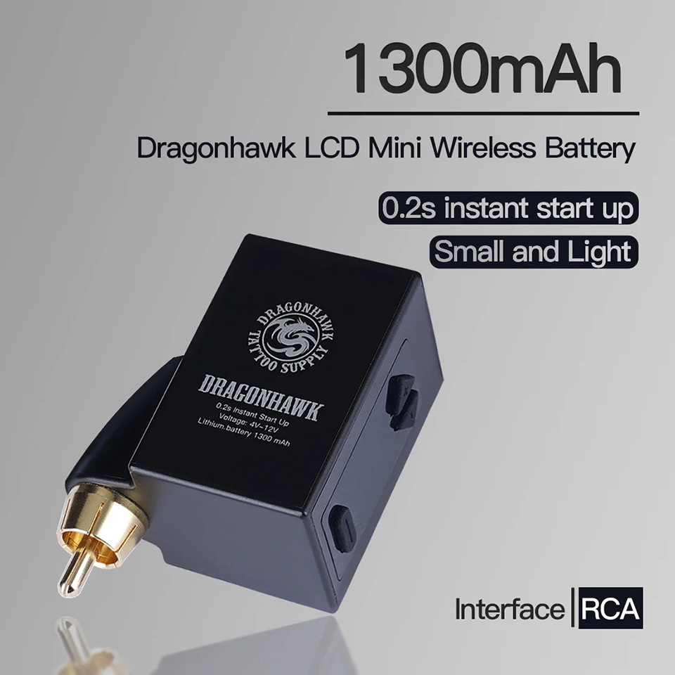 Dragonhawk New LCD Mini Wireless Battery Power for Tattoo Pen Machine RCA & Cord Permanent Makeup Tattoo Power Supply 
