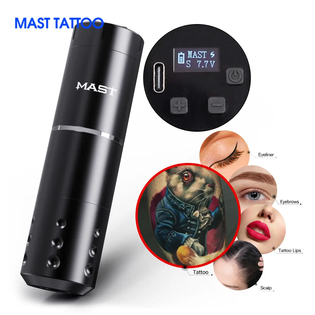 Professional Dragonhawk Mast A1 LED Display Tattoo Wireless battery Machine Gun Pen Coreless Motor Permanent Makeup Machine for Body Art