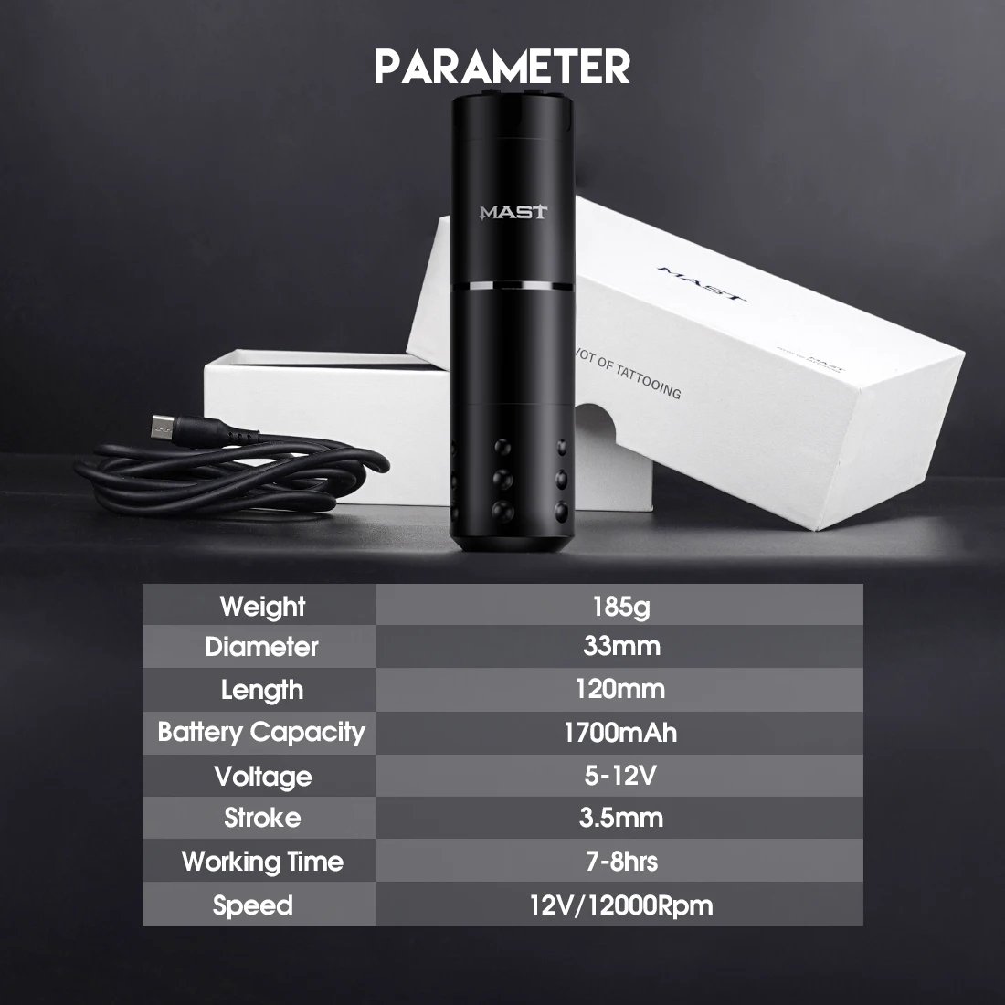 Professional Dragonhawk Mast A1 LED Display Tattoo Wireless battery Machine Gun Pen Coreless Motor Permanent Makeup Machine for Body Art