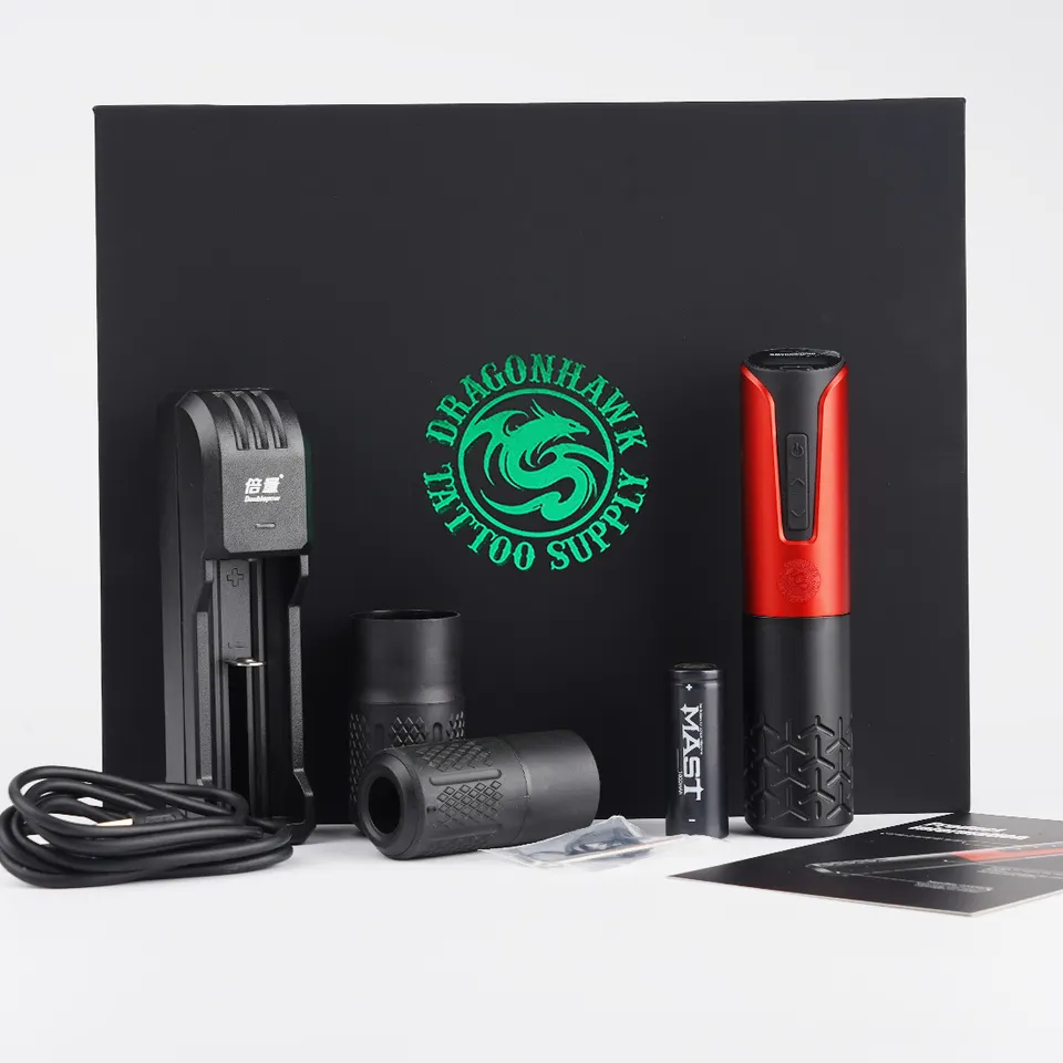 Dragonhawk Armor Wireless Battery Pen Machine Rotary Tattoo Pen Charge and Replace The Battery LED Display Permanent Make Up