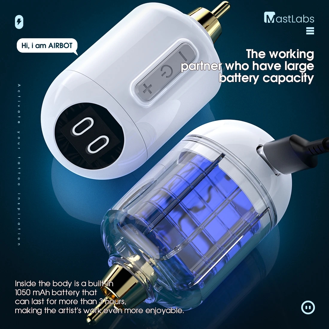 Mast Mastlabs Wireless Tattoo Battery Rechargeable For Rotary Machine Pen Makeup Permanent LED Display tattoo Power Supply 
