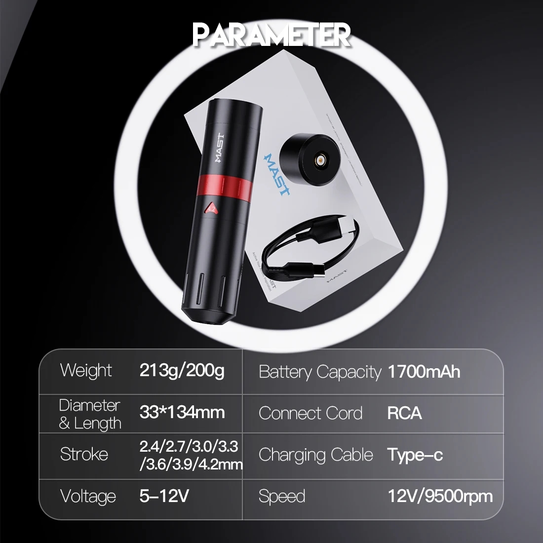 Wholesale Mast Tattoo Flip2 Wireless Tattoo Pen Machine Strokes 2.4-4.2mm Coreless Motor tattoo Gun