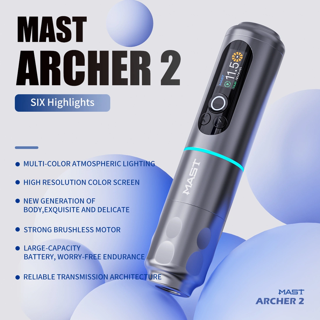 Wholesale Mast Archer 2 Wireless Battery 2100mAh Tattoo Pen mahine Permanent Makeup MachineTattoo Rotary Machine