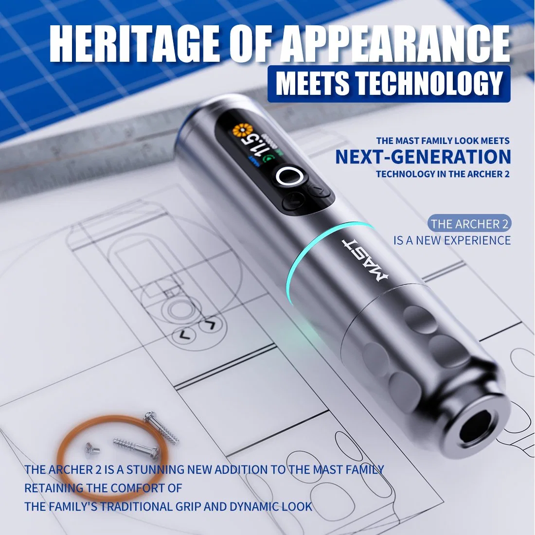 Wholesale Mast Archer 2 Wireless Battery 2100mAh Tattoo Pen mahine Permanent Makeup MachineTattoo Rotary Machine