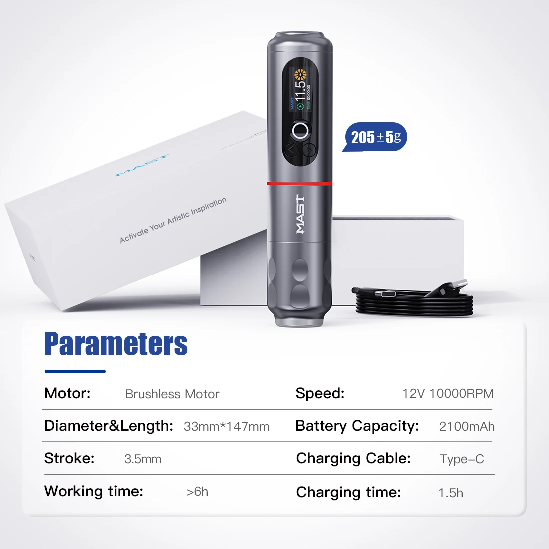 Wholesale Mast Archer 2 Wireless Battery 2100mAh Tattoo Pen mahine Permanent Makeup MachineTattoo Rotary Machine