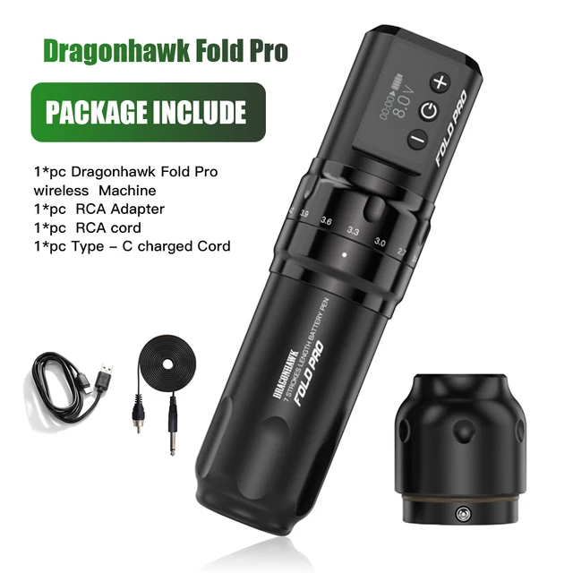 Dragonhawk Fold Pro Wireless Battery tattoo pen machine Wireless battery or RCA Interface Rotary Tattoo Machine Gun