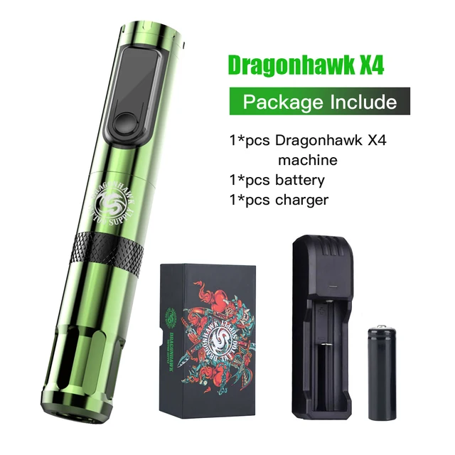 Dragonhawk X4 Tattoo pen Machine Replaceable Battery Wireless Recharge Permanent MakeUp Tattoo Gun machine Supply