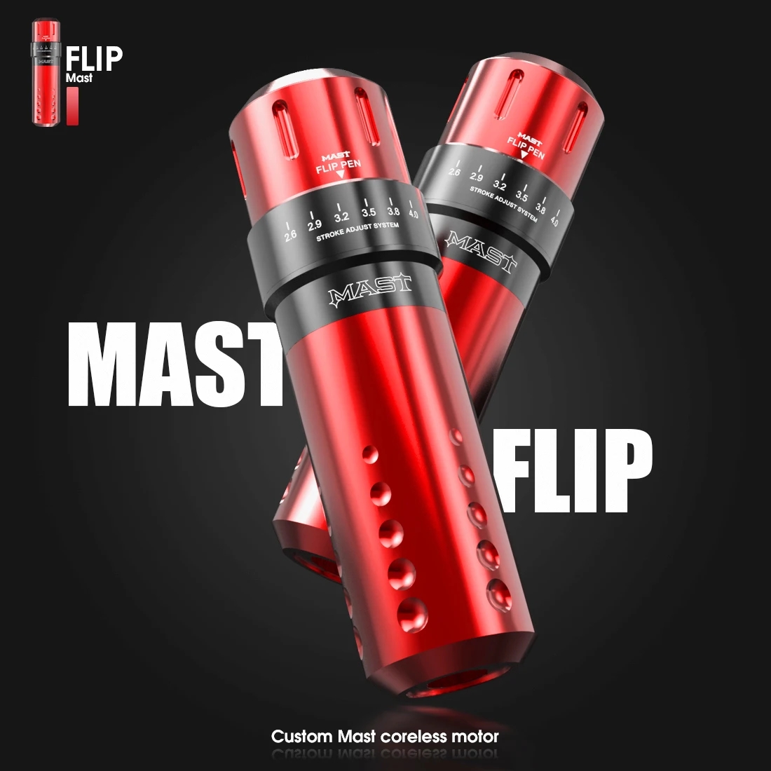 Wholesale Mast Tattoo Flip Adjustable 6 Stroke Lengths Coreless Motor RCA Interface Rotary Machine Pen Tattoo Supplies