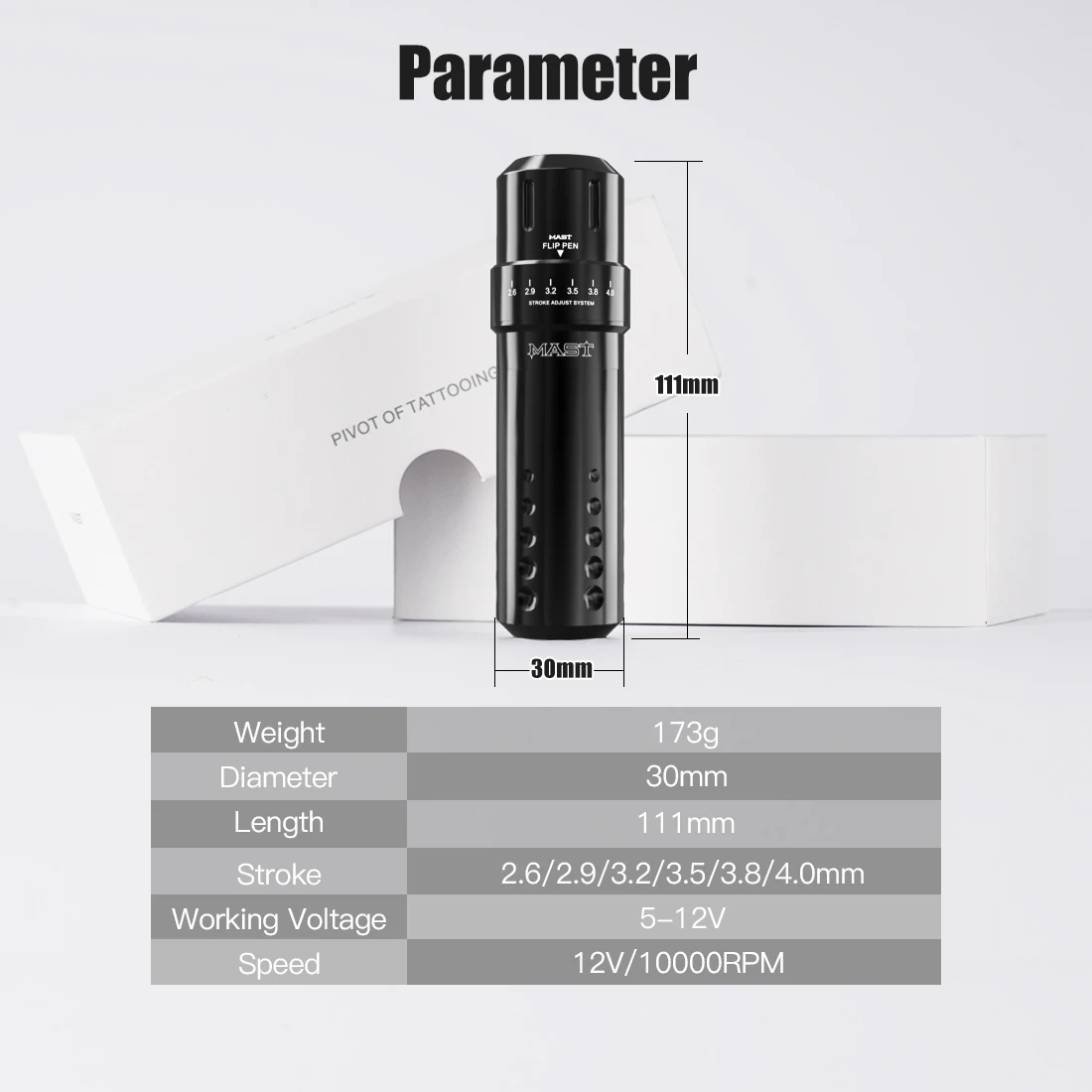 Wholesale Mast Tattoo Flip Adjustable 6 Stroke Lengths Coreless Motor RCA Interface Rotary Machine Pen Tattoo Supplies
