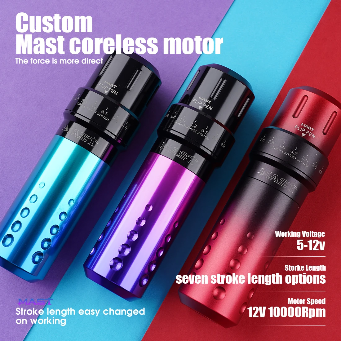 Dragonhawk Mast Flip Rotary Tattoo Pen Machine 2.6-4.0mm Stroke Length Adjustable tatoo machine