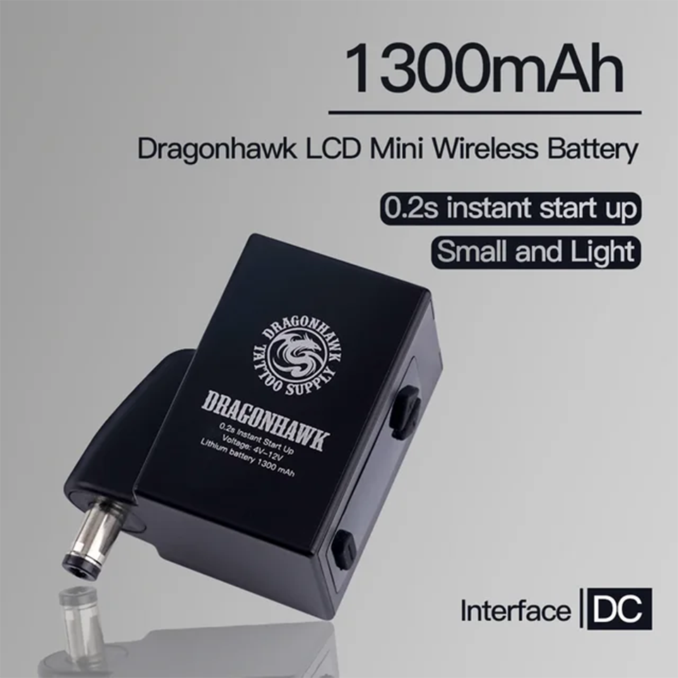 Dragonhawk New LCD Mini Wireless Battery Power for Tattoo Pen Machine RCA & Cord Permanent Makeup Tattoo Power Supply 