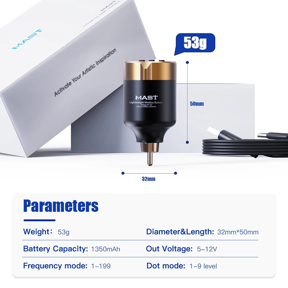 NEW Wireless Fast Charge Mast Tattoo T1 RCA Rechargeable Tattoo Battery LCD Screen Power Supply For Rotary Machine Adapter