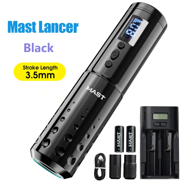 Mast Tattoo Lancer Wireless LED Display Rotary Tattoo Machine Pen Two Replaceable Batteries Makeup Permanent Accessories