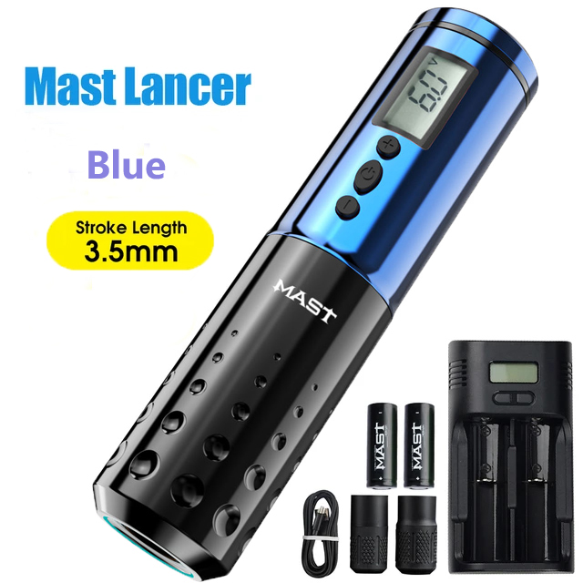 Mast Tattoo Lancer Wireless LED Display Rotary Tattoo Machine Pen Two Replaceable Batteries Makeup Permanent Accessories