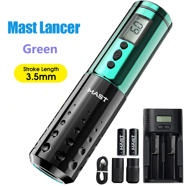 Mast Tattoo Lancer Wireless LED Display Rotary Tattoo Machine Pen Two Replaceable Batteries Makeup Permanent Accessories