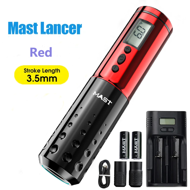 Mast Tattoo Lancer Wireless LED Display Rotary Tattoo Machine Pen Two Replaceable Batteries Makeup Permanent Accessories