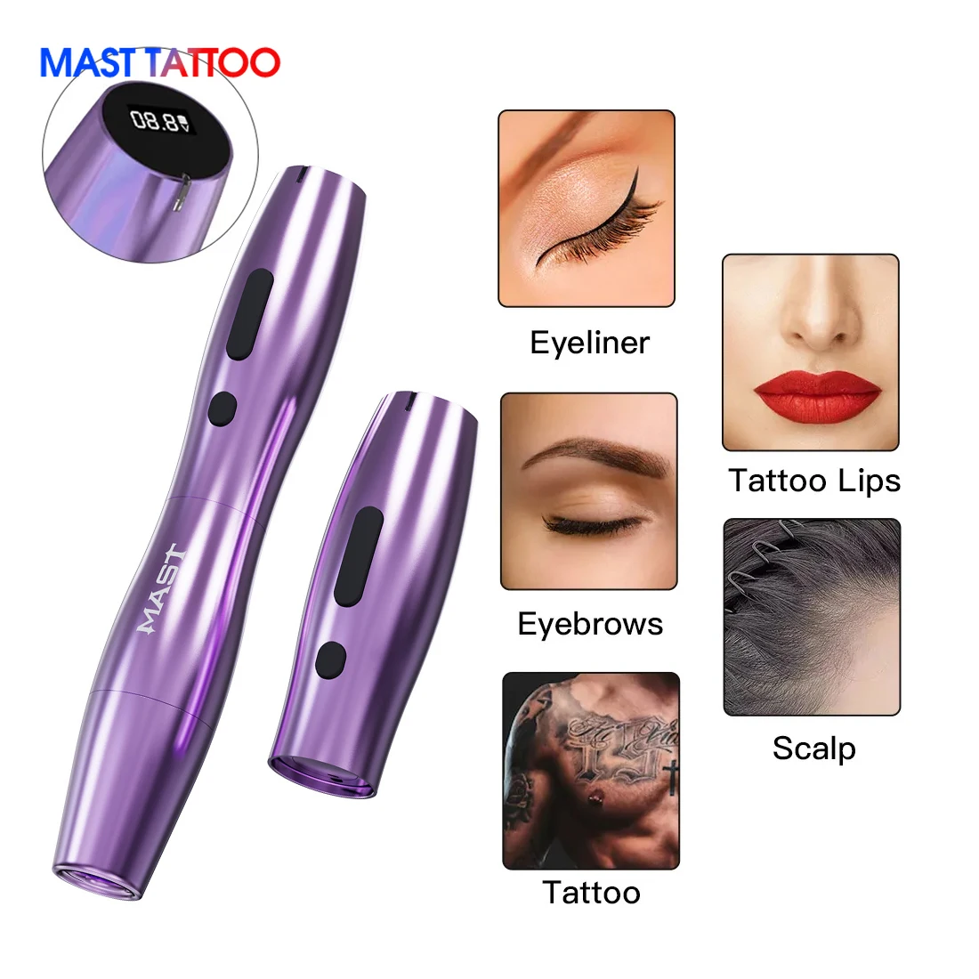 Wholesale New Mast Tattoo P20 Wireless Tattoo Machine 2pcs Batteries Gun 2.5mm Stroke Rotary Tattoo Professional Permanent Makeup Pen
