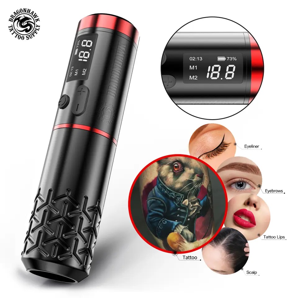 wholesale Dragonhawk Armor Pro Professional Wireless Rotary Tattoo Machine Portable Power Coreless Motor LED Digital Display Battery Pen