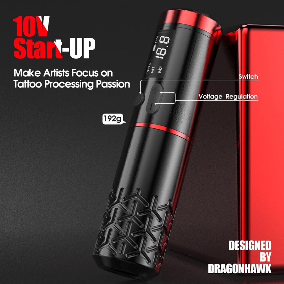 wholesale Dragonhawk Armor Pro Professional Wireless Rotary Tattoo Machine Portable Power Coreless Motor LED Digital Display Battery Pen