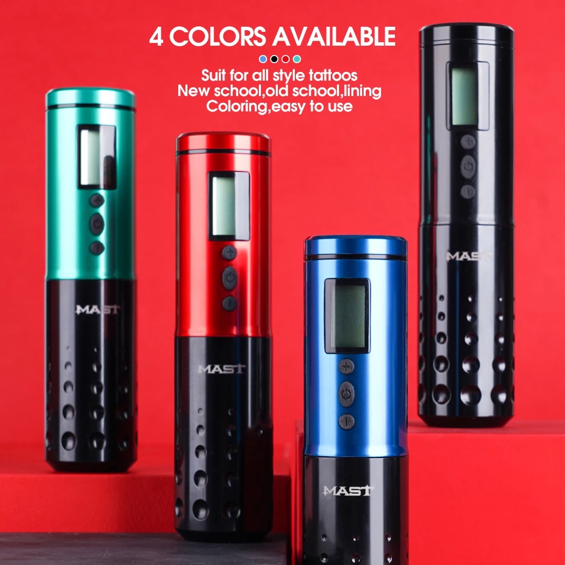 Mast Tattoo Lancer Wireless LED Display Rotary Tattoo Machine Pen Two Replaceable Batteries Makeup Permanent Accessories