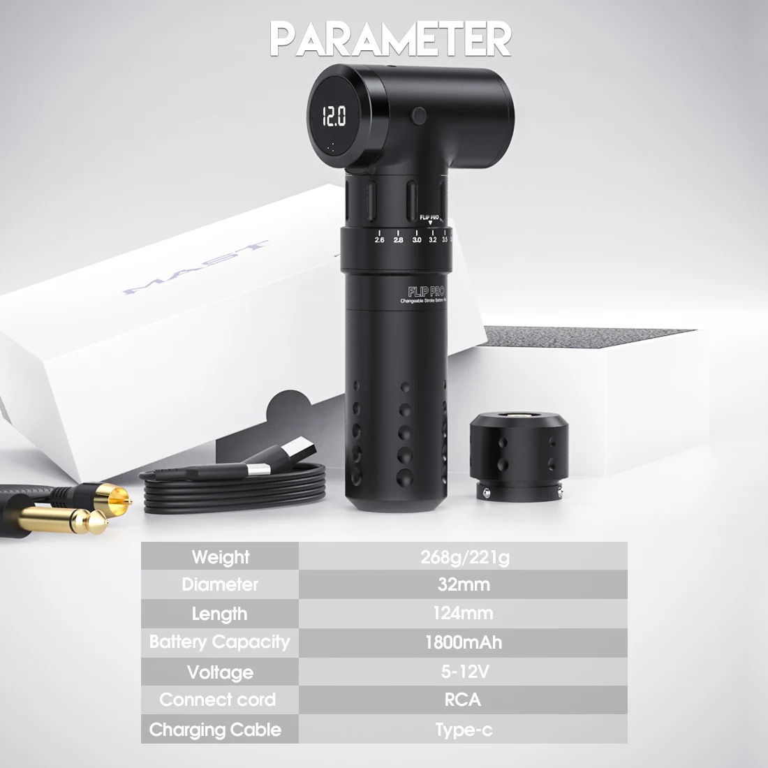 Mast Tattoo Flip Pro Coreless Motor Power rotary Tattoo Machine Adjustable 7 Stroke Length Change Wireless Or Wire Battery