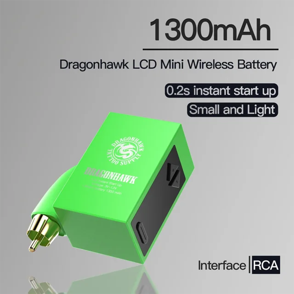 Dragonhawk New LCD Mini Wireless Battery Power for Tattoo Pen Machine RCA & Cord Permanent Makeup Tattoo Power Supply 