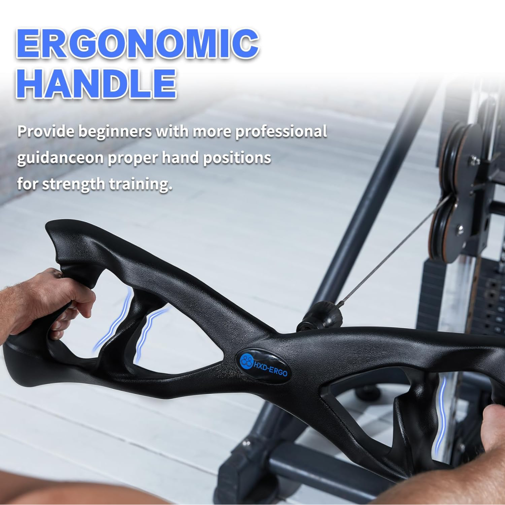View of LAT Pull Down Bar with Ergonomic Grips Bicep Tricep Pushdown Cable Att