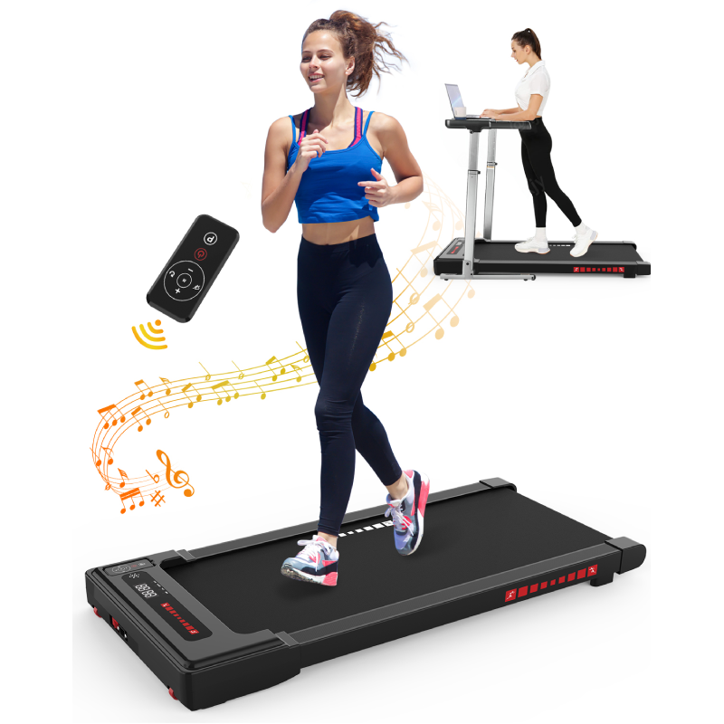 Compact Under Desk Treadmill: Smart, Bluetooth-Enabled, and Installation-Free Jogging Machine for Home/Office Use - 265lbs Max Weight with Remote Control-Trainnox