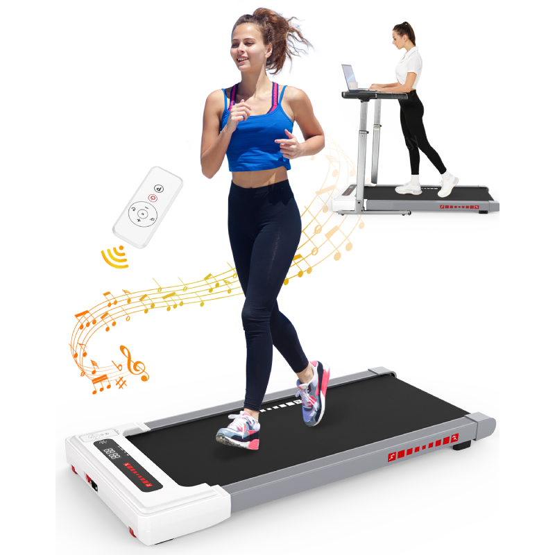 Compact Under Desk Treadmill: Smart, Bluetooth-Enabled, and Installation-Free Jogging Machine for Home/Office Use - 265lbs Max Weight with Remote Control-Trainnox