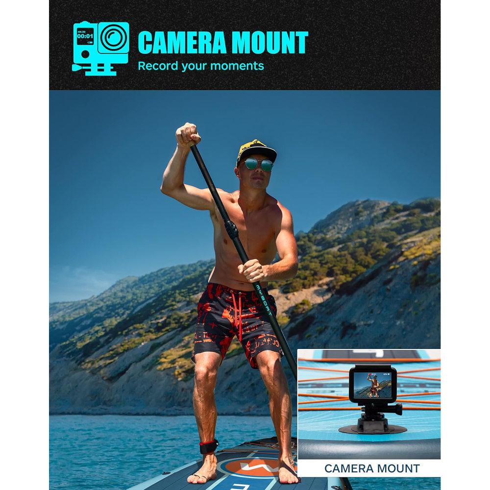 Extra Wide Inflatable Paddle Board 11'6"x34"x6" Stand Up Paddle Board for Fishing with Removable Fins Dual Bungees Camera Mount Hand Pump Strong Paddle 5L Dry Bag Leash