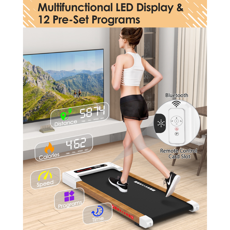 Compact Under Desk Treadmill: Smart, Bluetooth-Enabled, and Installation-Free Jogging Machine for Home/Office Use - 265lbs Max Weight with Remote Control-Trainnox