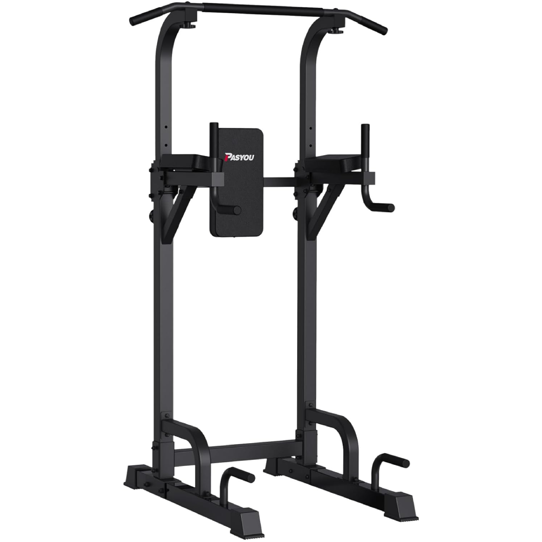 Power Tower Pull Up Bar Stand 9 Levels Adjust Workout Dip Station for Home Gym Strength Training Equipment