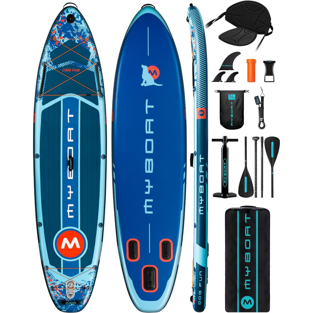 Extra Wide Inflatable Paddle Board 11'6"x34"x6" Stand Up Paddle Board for Fishing with Removable Fins Dual Bungees Camera Mount Hand Pump Strong Paddle 5L Dry Bag Leash