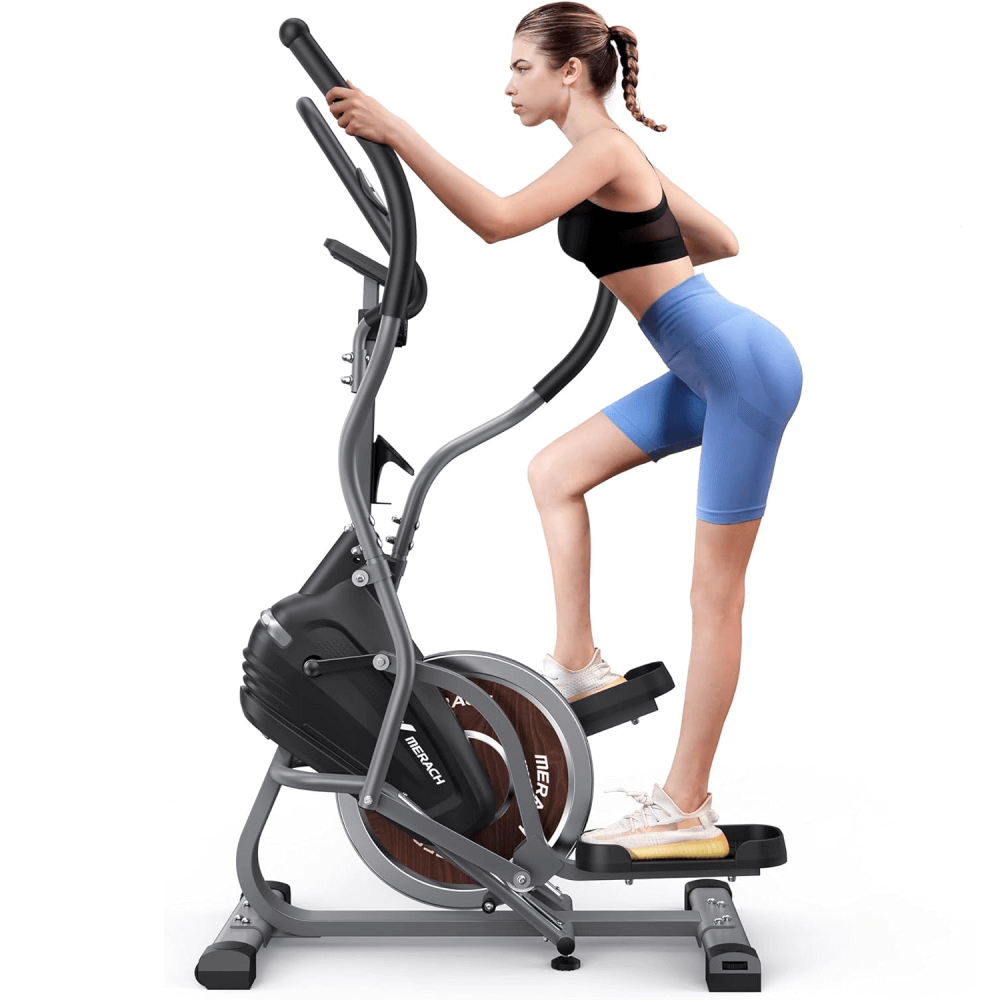 MERACH Elliptical Machines for Home 3-in-1 Cardio Climber Stepping Elliptical with APP Compact Exercise Machine and Stair Stepper 16-Level Magnetic Resistance
