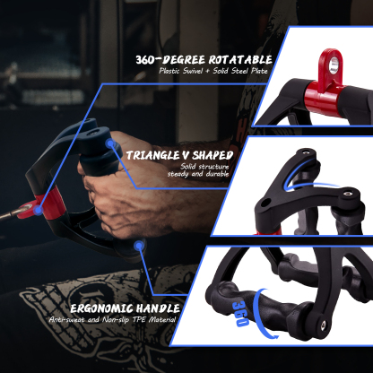 Double D Handle for Cable Machine - Ergonomic Row Handle Attachment for Home Gym