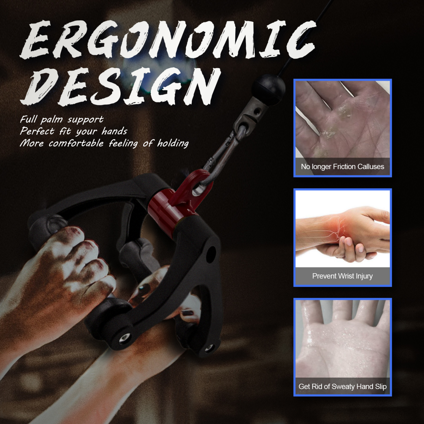 Double D Handle for Cable Machine - Ergonomic Row Handle Attachment for Home Gym
