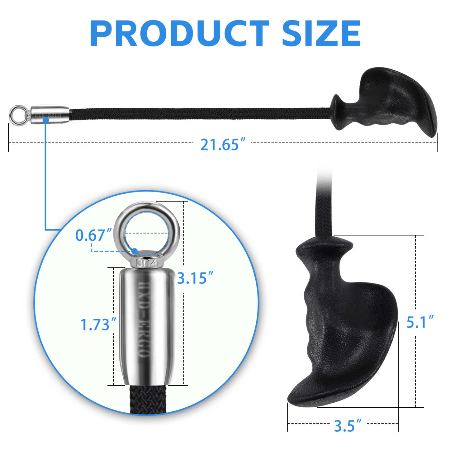 Ergonomic Grip Single Tricep Rope Set for Cable Machine - Ideal for Tricep Pull Down, Cable Curl