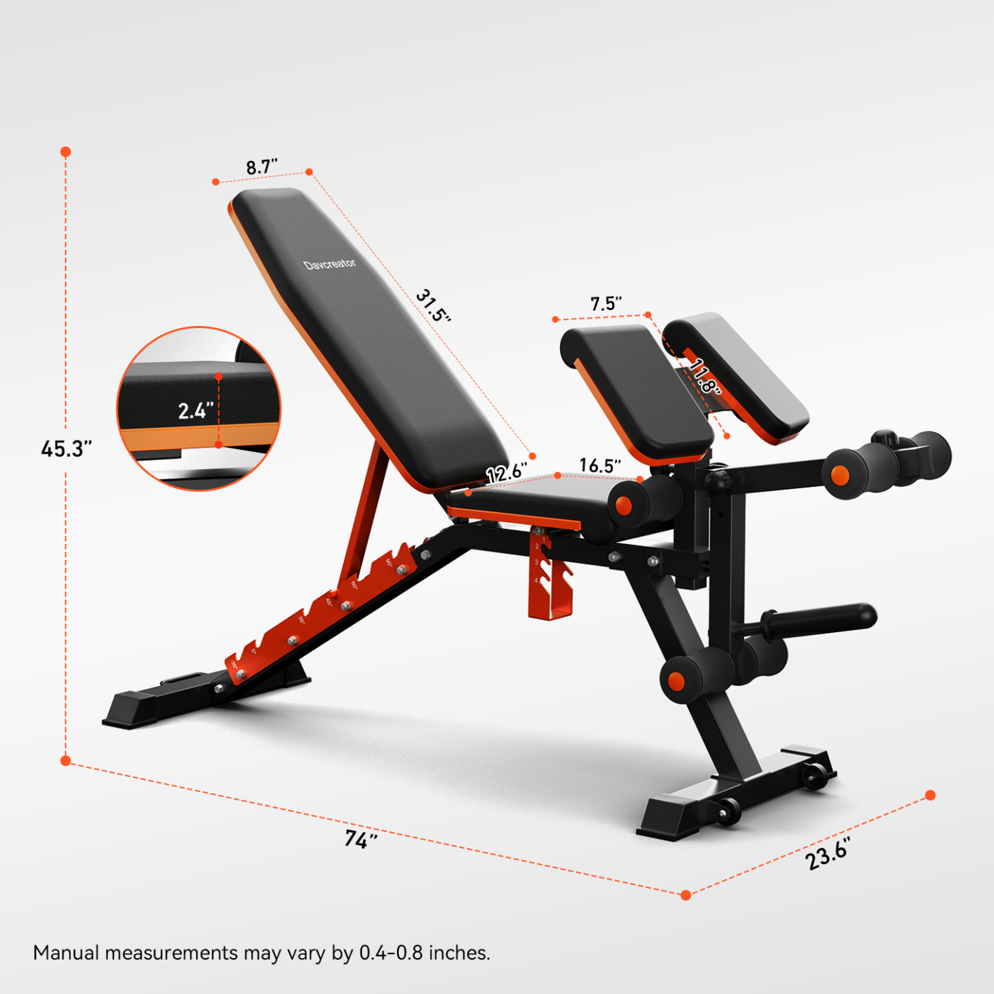 PRE-SALE DAV Adjustable Preacher Curl Weight Bench With Leg Extension