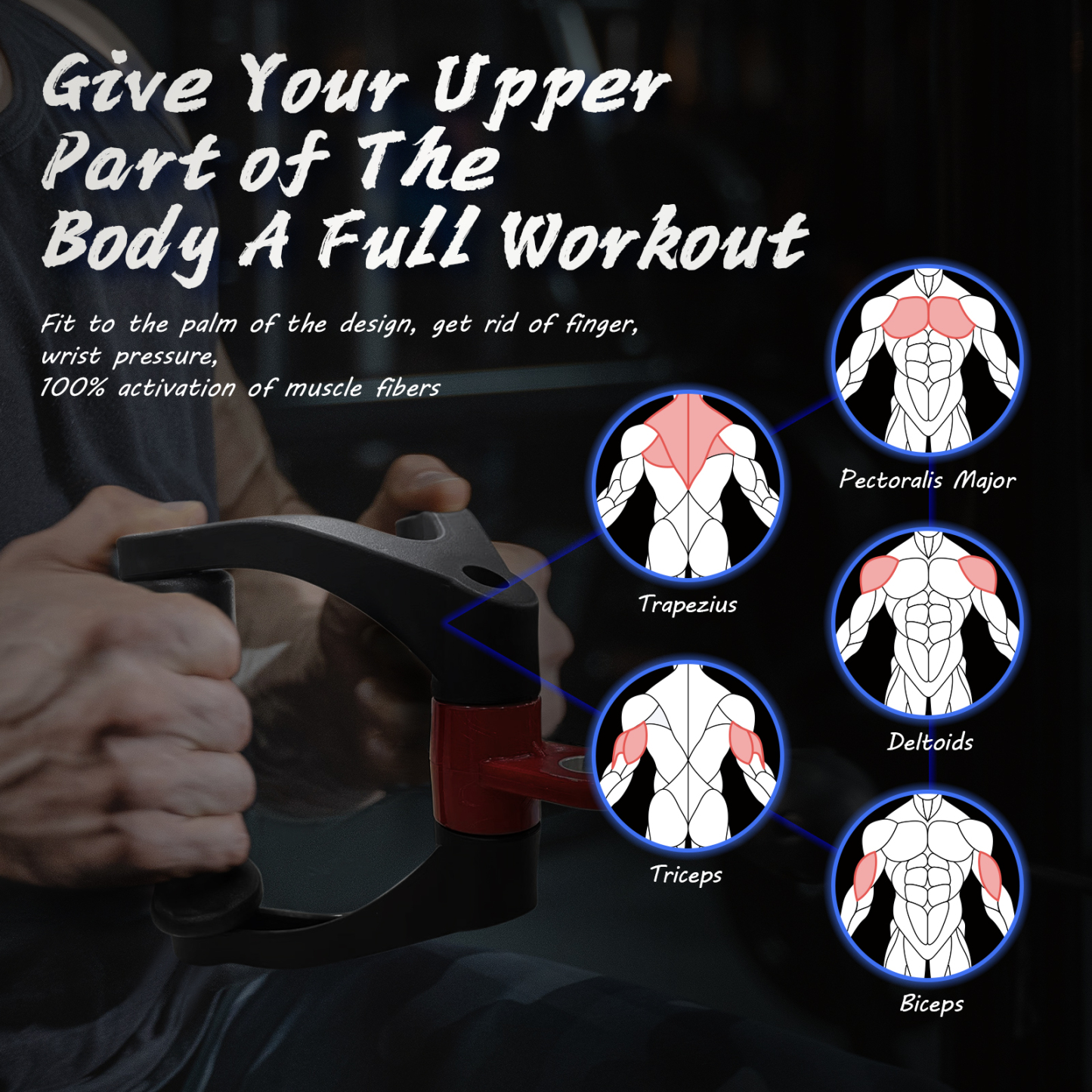 Double D Handle for Cable Machine - Ergonomic Row Handle Attachment for Home Gym