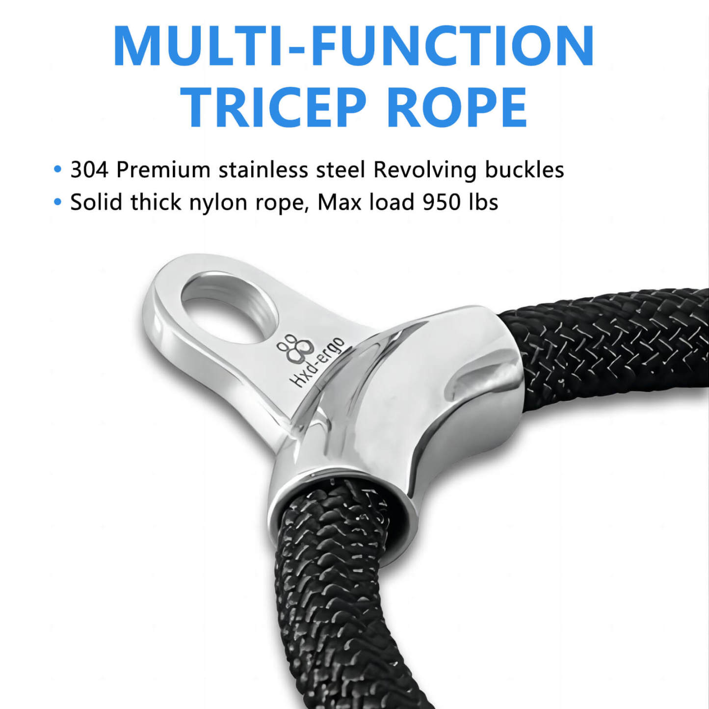 Ergonomic Handles, 36 Inch Tricep Rope for Cable Machine, Gym, Home